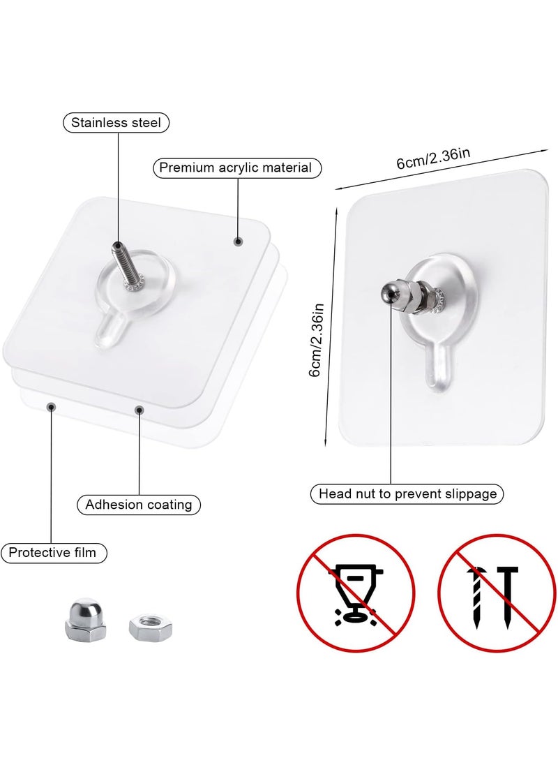 LIJIE LIJIE Super Screw for Wall Stainless Steel PVC Abs Nail Free NonTrace No Drilling Sticking HooksWaterproof Screws Hook Adhesive Nails Wall Hooks Without DrillingHook Hanging20 Pack  - Image 2