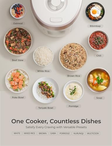 CUCKOO High Pressure Rice Cooker 10-Cup Uncooked / 20-Cup Cooked with Nonstick Inner Pot, Large Rice Maker with 13 Menu Options and Steam Plate, Fuzzy Logic Tech, Voice Guide, White (CRP-P1009SW) - Image 3