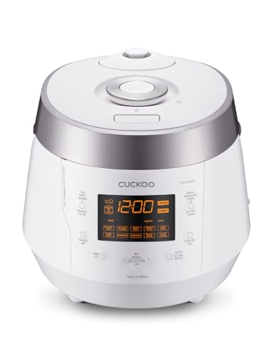 CUCKOO High Pressure Rice Cooker 10-Cup Uncooked / 20-Cup Cooked with Nonstick Inner Pot, Large Rice Maker with 13 Menu Options and Steam Plate, Fuzzy Logic Tech, Voice Guide, White (CRP-P1009SW) - Image 1