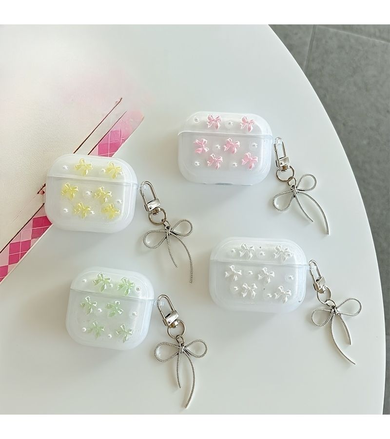 White Bow Shaped Wireless Earphone Case for Airpods Pro - Image 4