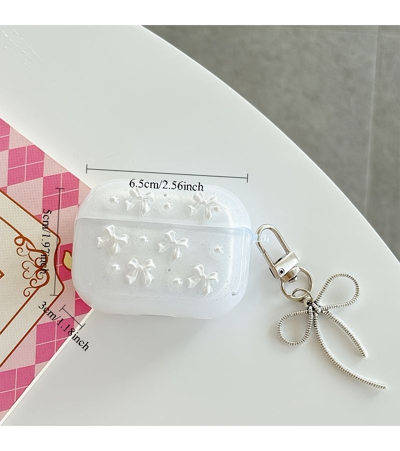 White Bow Shaped Wireless Earphone Case for Airpods Pro - Image 2