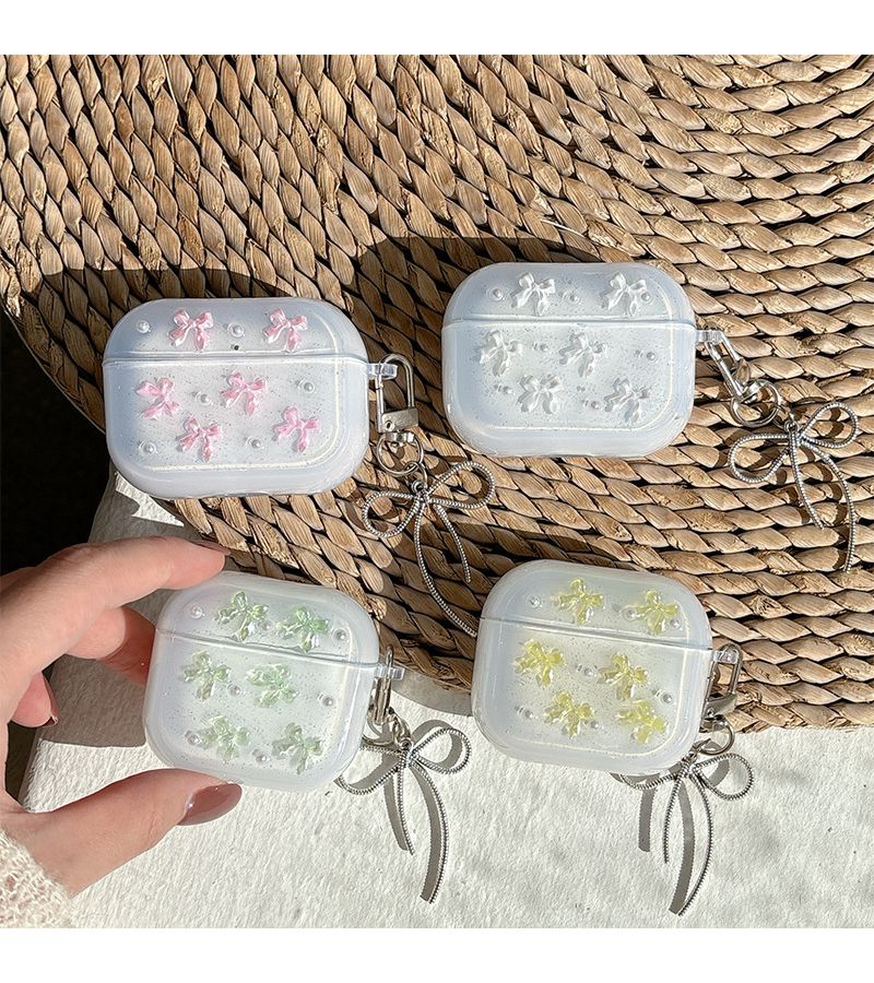 White Bow Shaped Wireless Earphone Case for Airpods Pro - Image 3