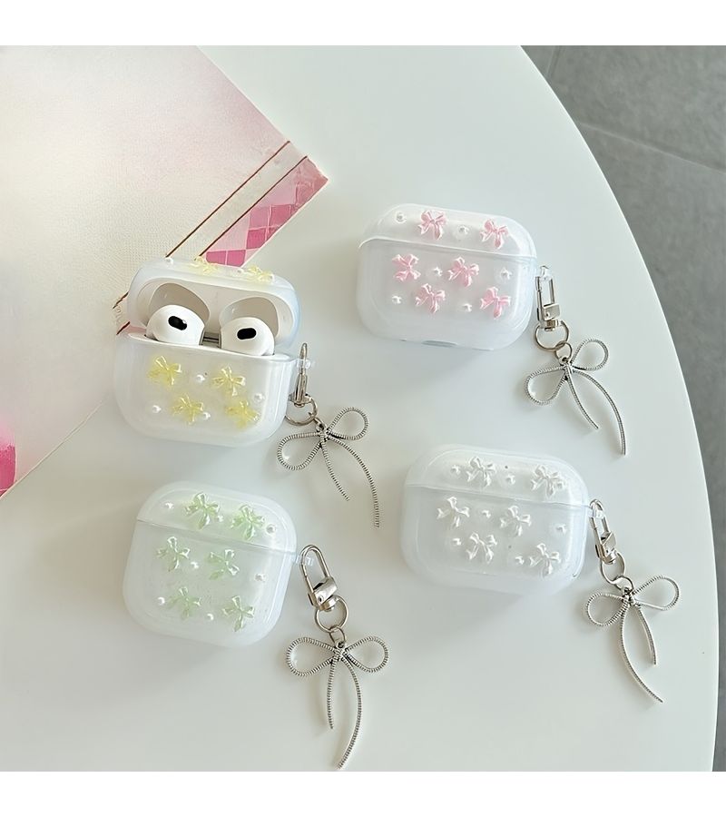 White Bow Shaped Wireless Earphone Case for Airpods Pro - Image 1