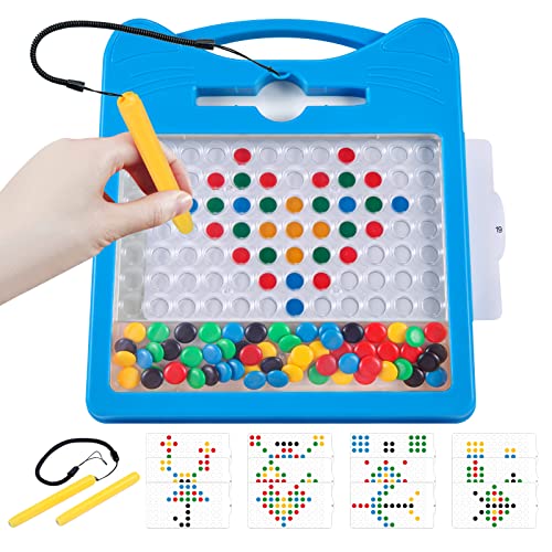 Svance Magnetic Drawing Board for Kids Toddler Magnet Doodle Board with Beads and 2 Pens Magnetic Dot Art Toys Airplane Car Travel Activities Blue Cat - Image 1