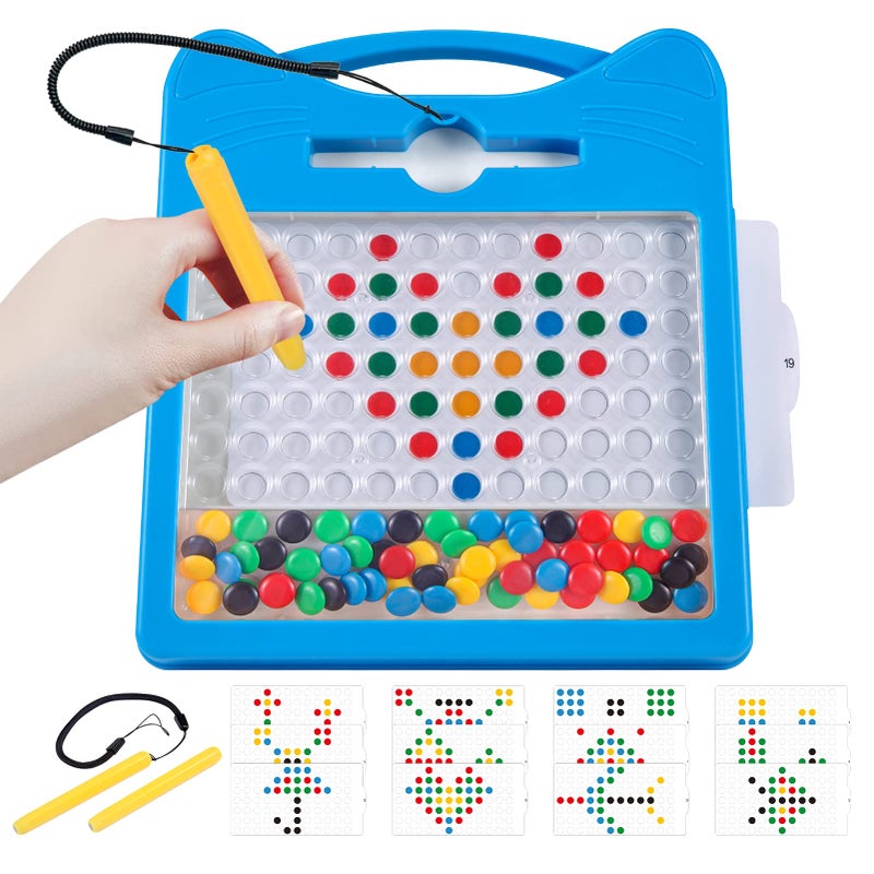 Svance Magnetic Drawing Board for Kids Toddler Magnet Doodle Board with Beads and 2 Pens Magnetic Dot Art Toys Airplane Car Travel Activities Blue Cat - Image 2