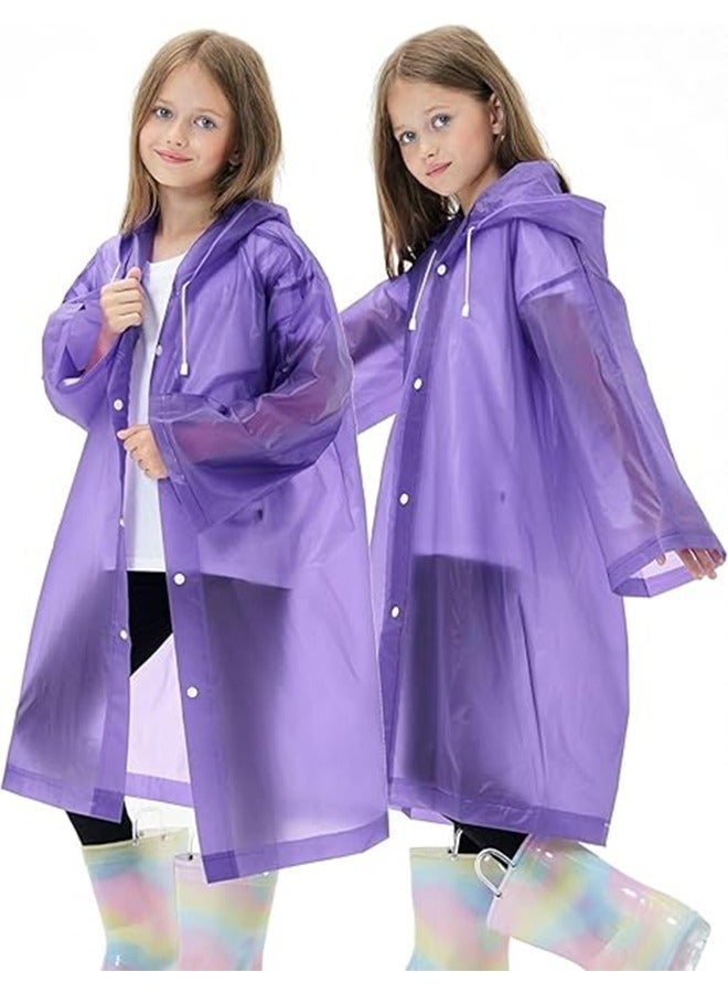 Reusable Rain Ponchos For Kids(Height:110cm-150cm), 2 Pcs Raincoats With Hood And Sleeves For Boys And Girls - Image 1