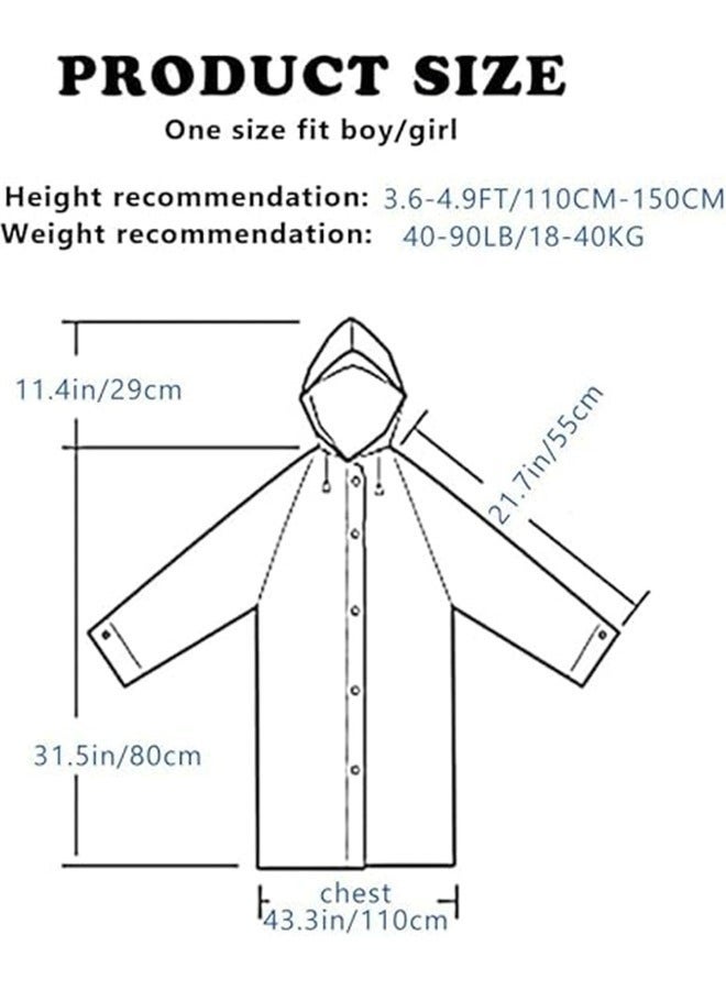 Reusable Rain Ponchos For Kids(Height:110cm-150cm), 2 Pcs Raincoats With Hood And Sleeves For Boys And Girls - Image 4