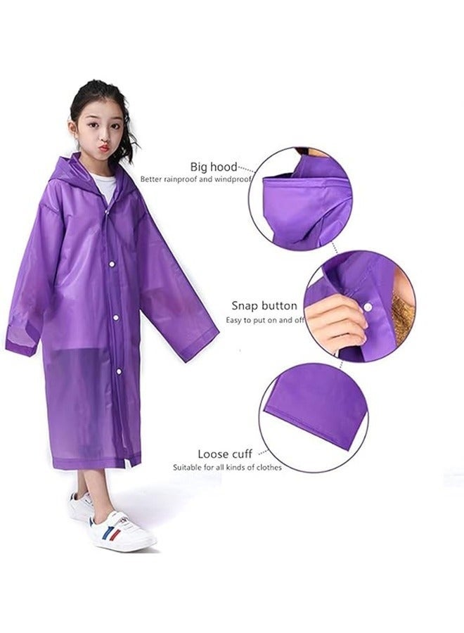 Reusable Rain Ponchos For Kids(Height:110cm-150cm), 2 Pcs Raincoats With Hood And Sleeves For Boys And Girls - Image 2