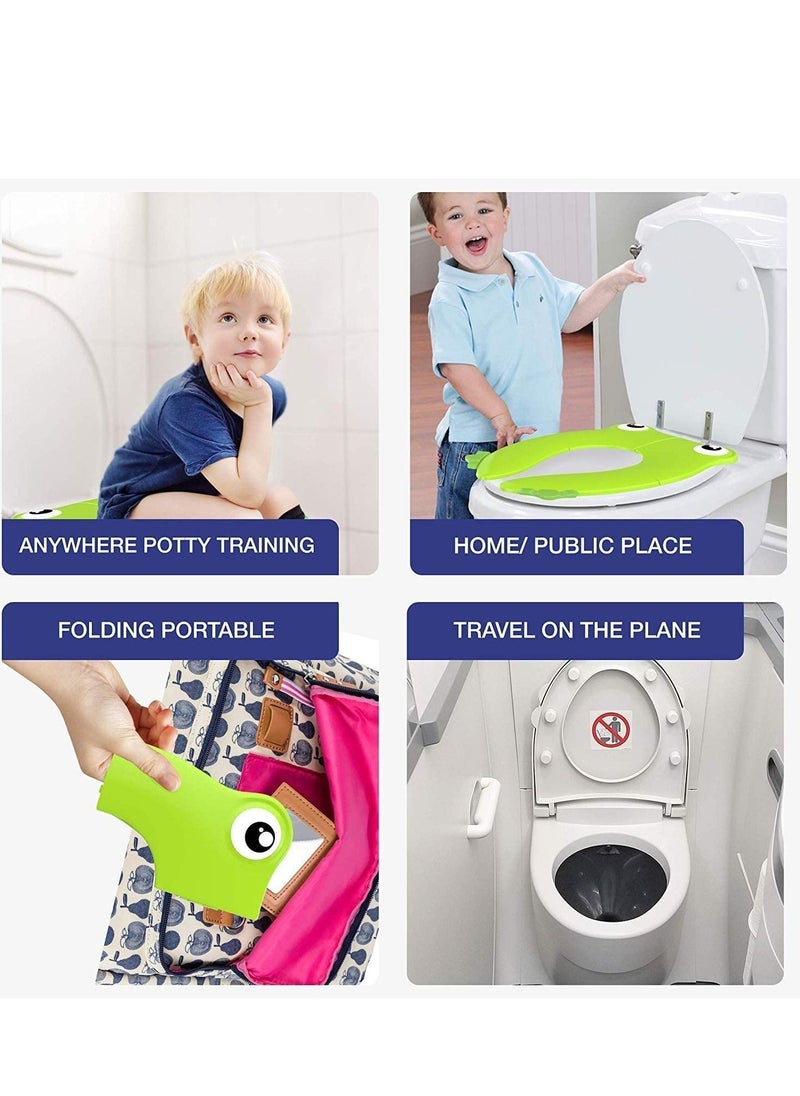 SYOSI - Kids Toilet Seat Cover Travel Portable Folding Potty Training Non Slip Silicone Pads, Reusable Toddlers Toilet Seat Covers Liners Fits Round & Oval Toilets Suitable for Kids Baby - Image 1