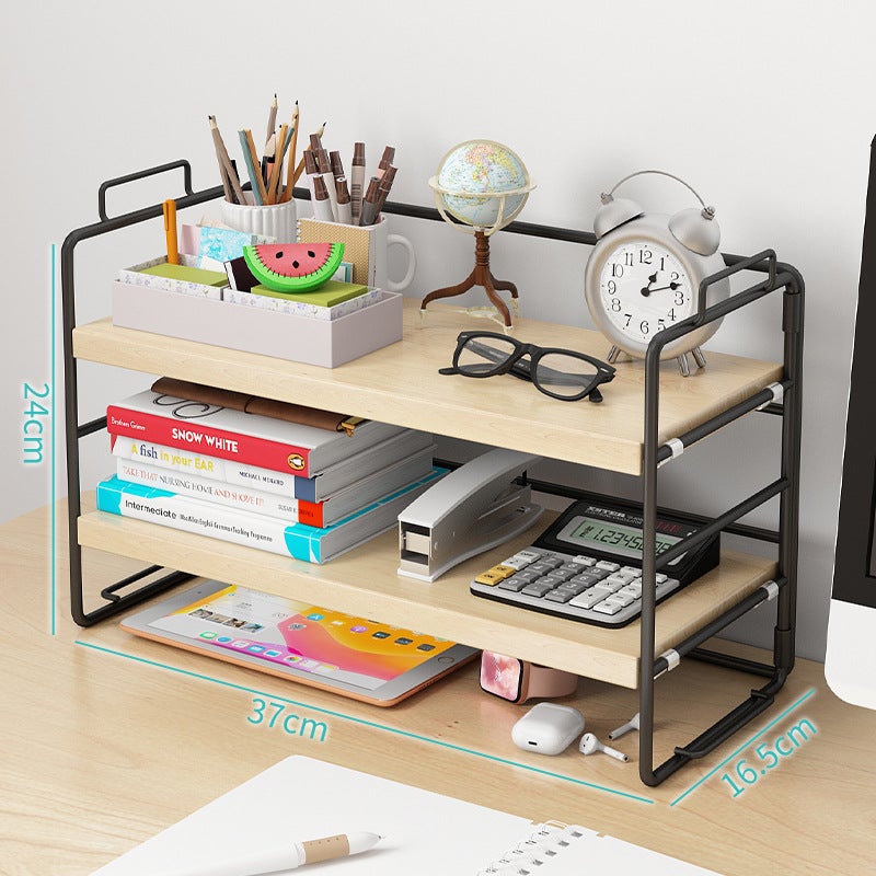 Carefully Selected Multi-Layer Iron Art Small Bookshelf Storage Rack Office Desktop Organizer Bookshelf Storage Rack Desktop Storage Rack - Image 5
