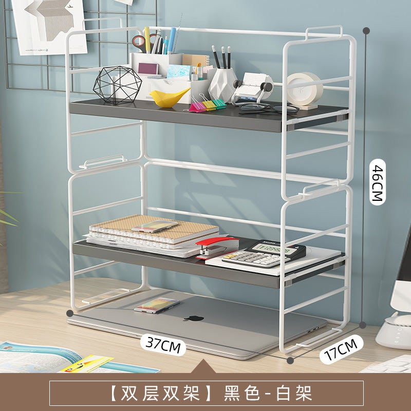 Carefully Selected Multi-Layer Iron Art Small Bookshelf Storage Rack Office Desktop Organizer Bookshelf Storage Rack Desktop Storage Rack - Image 1