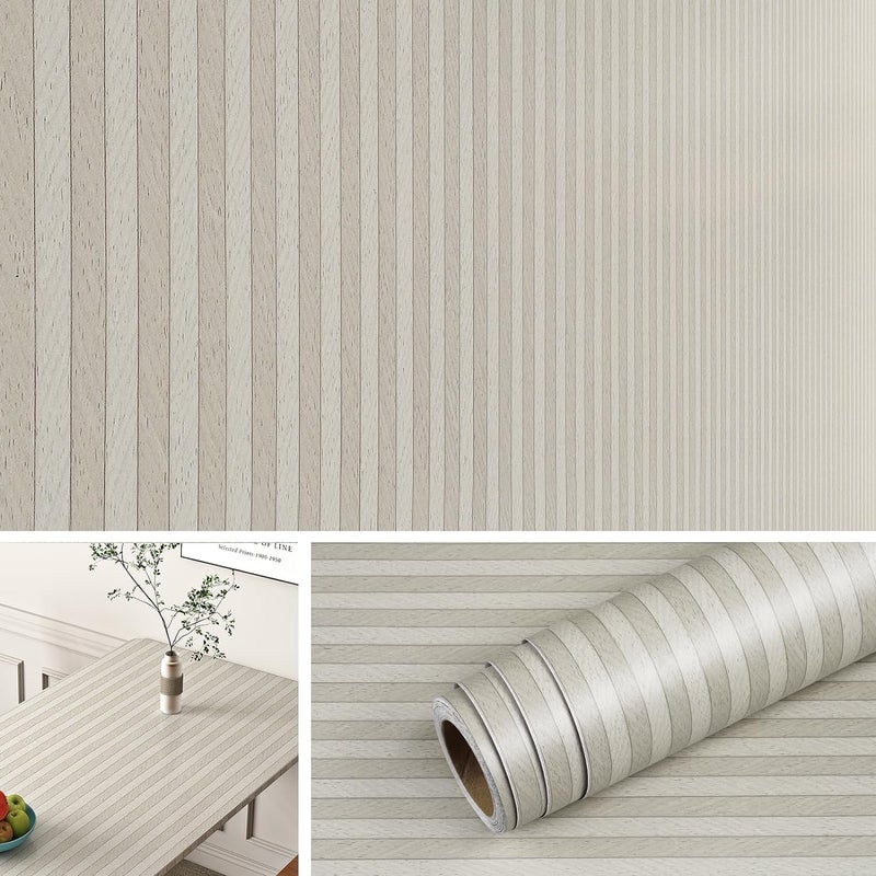 Livelynine Striped Wallpaper Peel and Stick Bedroom Cream Tan and White Stripe Wall Paper for Bathroom Waterproof Contact Paper for Countertops Table Desk Cover Kitchen Cabinet Vinyl Wrap 158x788