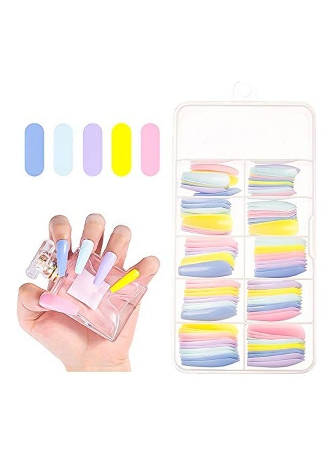نيبمينينت مجموعة أظافر صناعية بتصميم بلارينا مكونة من 100 قطعة متعدد الألوان - Image 1