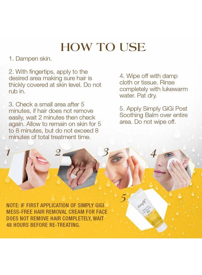 GiGi Mess-Free Facial Hair Removal Cream and Soothing Balm Duo, For All Skin Types, 2-pc - Image 5