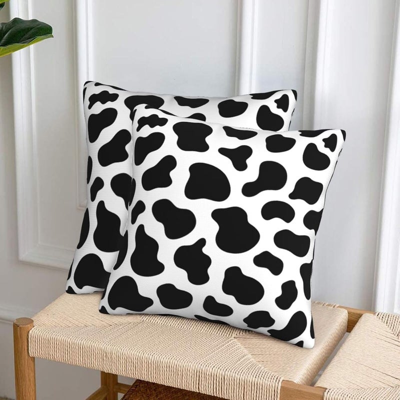 Poream Cow Print Farmhouse Throw Pillow Covers 18x18 Inch Black and White Pillow Case Soft Outdoor Pillowcase Cushion Covers Set of 2 for Sofa Bed Bedroom Car Chair Living Room Home Decorative - Image 4