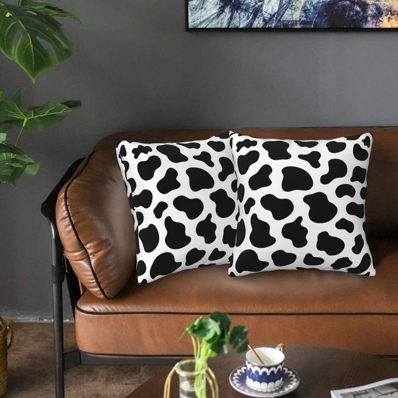 Poream Cow Print Farmhouse Throw Pillow Covers 18x18 Inch Black and White Pillow Case Soft Outdoor Pillowcase Cushion Covers Set of 2 for Sofa Bed Bedroom Car Chair Living Room Home Decorative - Image 3