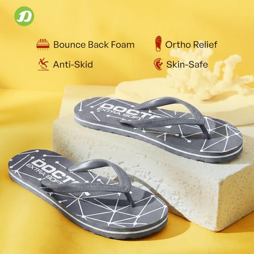 DOCTOR EXTRA SOFT Women's Hawaii Slipper- Orthopedic and Diabetic Comfort Ortho Care, Bathroom Rubber Flip-Flops and House Slipper for Ladies and Girl’s OR-D-02 (Grey, numeric_4) - Image 4