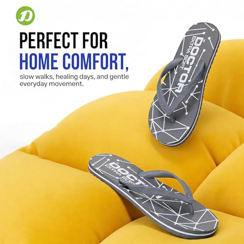 DOCTOR EXTRA SOFT Women's Hawaii Slipper- Orthopedic and Diabetic Comfort Ortho Care, Bathroom Rubber Flip-Flops and House Slipper for Ladies and Girl’s OR-D-02 (Grey, numeric_4) - Image 5