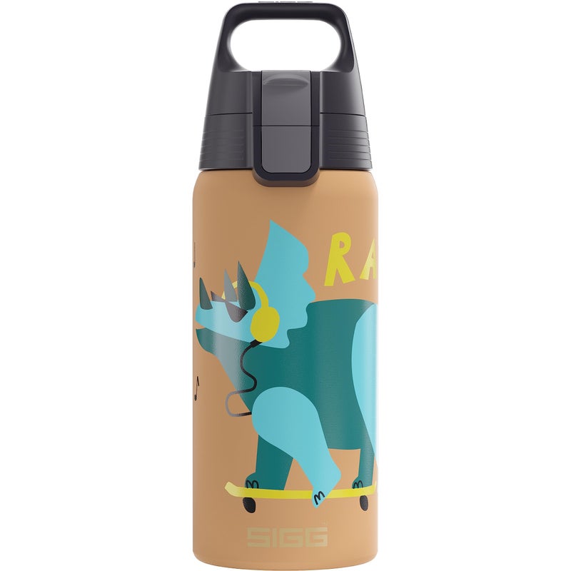 Sigg Insulated Kids Water Bottle Shield One Therm Rawsome Suitable For Carbonated Beverages Leakproof Dishwasher Safe BPA Free 90 Recycled Stainless Steel Brown Dinosaur 17Oz - Image 2