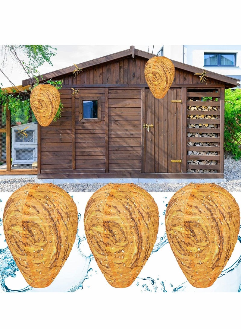 SYOSI Wasp Fly Traps Outdoor Hanging 3 Pcs Waterproof Fake Wasp Nest Decoy Wasp Trap Hanging Bee Deterrent Hornets Repellent Garden Outdoor - Image 1