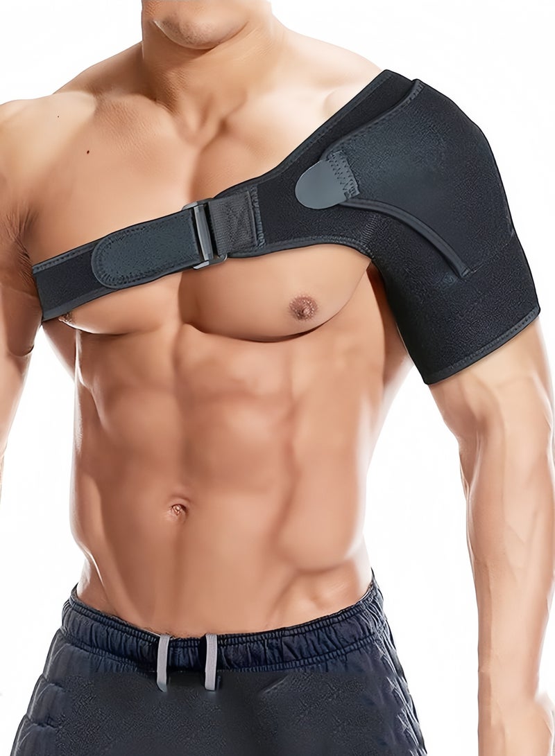 Shoulder Brace, Support and Compression Sleeve for Torn Rotator Cuff, Dislocated Shoulder, Pain Relief, Adjustable Fits Brace Immobilizer Strap - Image 1