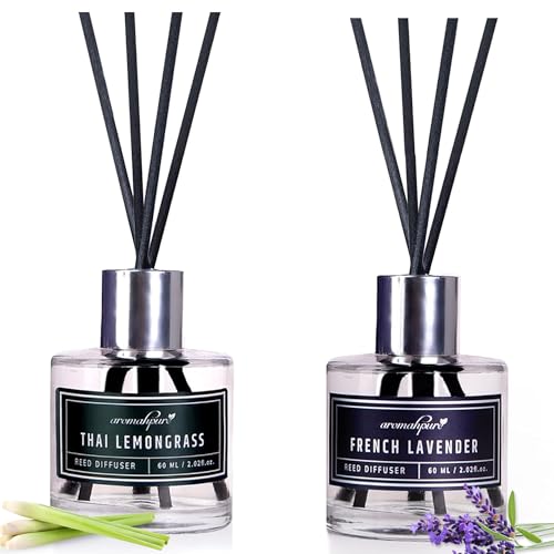 Aromahpure Premium Reed Diffuser Set 120 ML with 8 Fiber Reed Sticks | Lavender & Lemongrass Long Lasting Upto 35 Days Each | Room Freshener for Bedroom, Washroom, Office | Toxin Free, Aromatherapy - Image 1