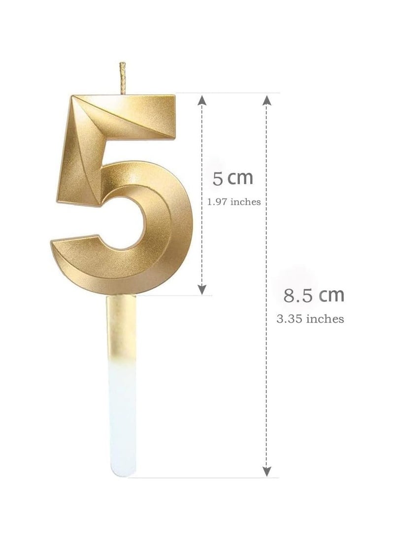 Goldedge GOLDEDGE 3D Shape Birthday Cake Candles Gold Glitter Birthday Candles Decorative Decoration for Birthday Anniversary Wedding Party Graduation Party (5)  - Image 2