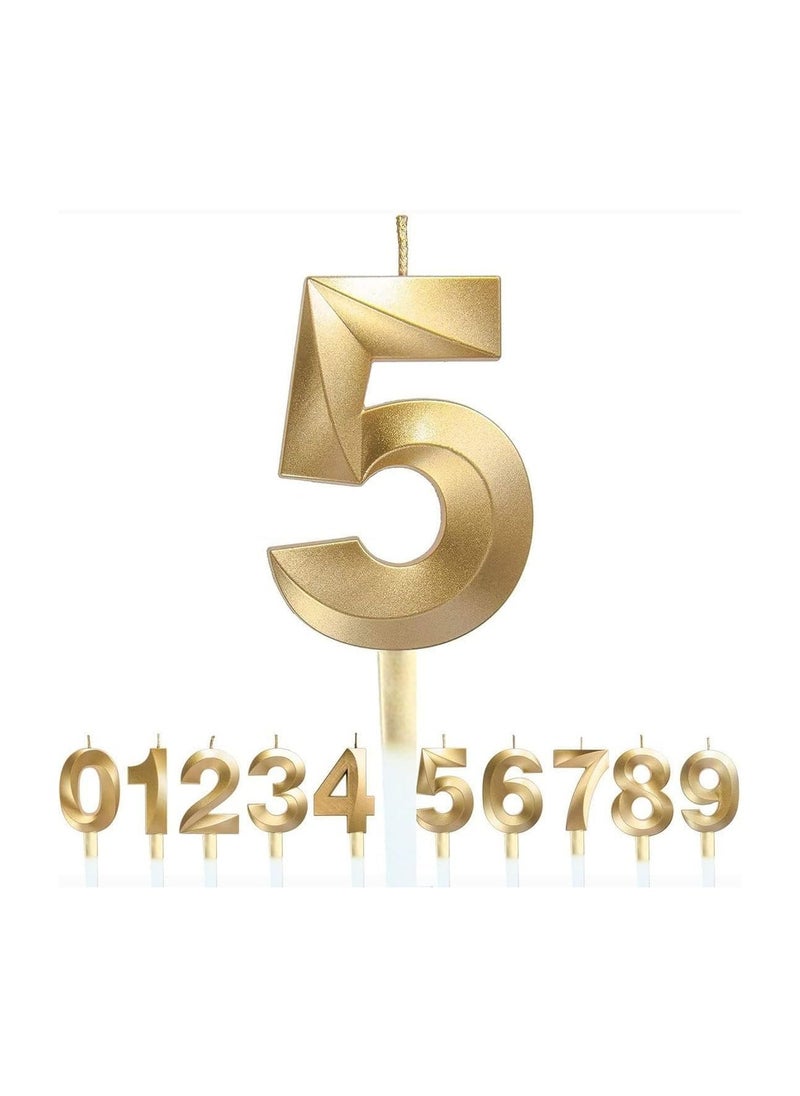 Goldedge GOLDEDGE 3D Shape Birthday Cake Candles Gold Glitter Birthday Candles Decorative Decoration for Birthday Anniversary Wedding Party Graduation Party (5)  - Image 1