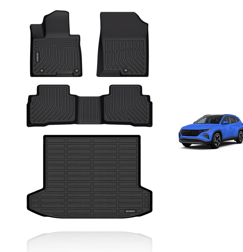 KELCSEECS Floor Mats Cargo Liner for 2026 2025 2024 2023 2022 Hyundai Tucson Hybrid Car Mats Cargo Mat Trunk Mat Tucson Hybrid All Weather Floor Mats Trunk Liner Black Accessories - Image 3