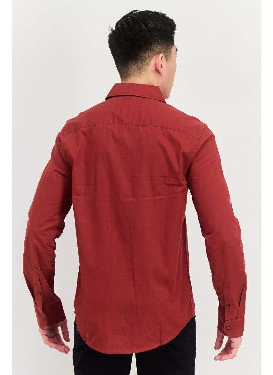 English Laundry Men Regular Fit Plain Long Sleeve Casual Shirts, Madder Brown  - Image 2