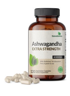 Generic Futurebiotics Ashwagandha Extra Strength Stress & Mood Support with BioPerine - Non GMO Formula, 120 Vegetarian Capsules  - Image 1
