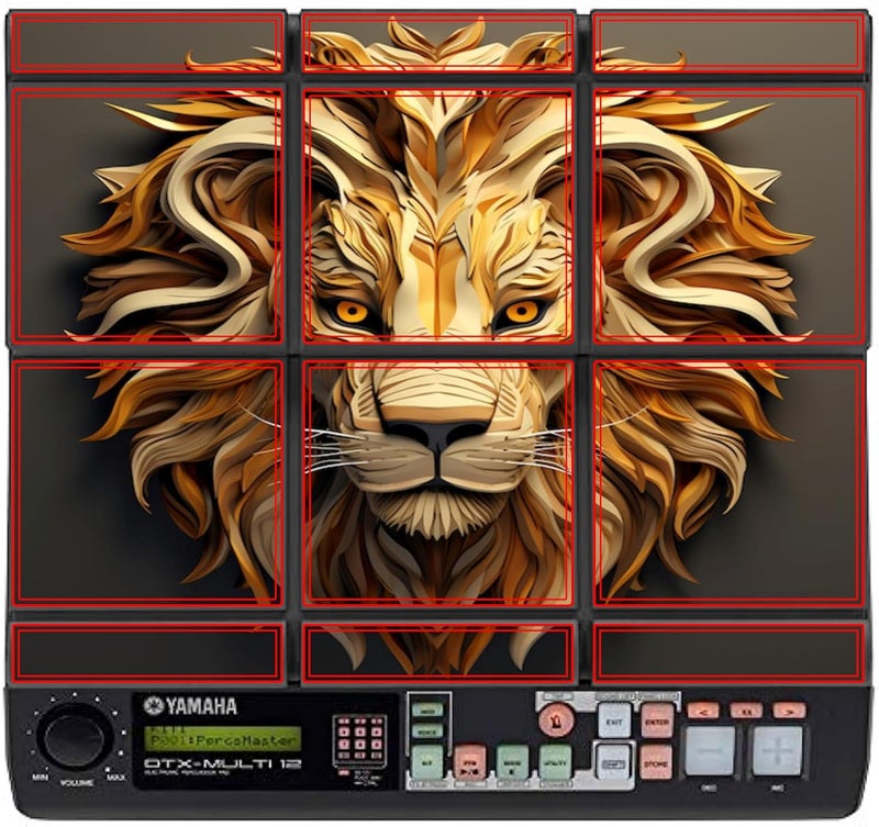 RHYTHM PRO Lion King Self Adhesive PVC Vinyl Stickers (Set of 12 PCS.) Compatible for Y A M A H A DTX-M12 PAD Protect Your Device from Dirt, Minor Scratches & Dullness. (Design 22) - Image 1