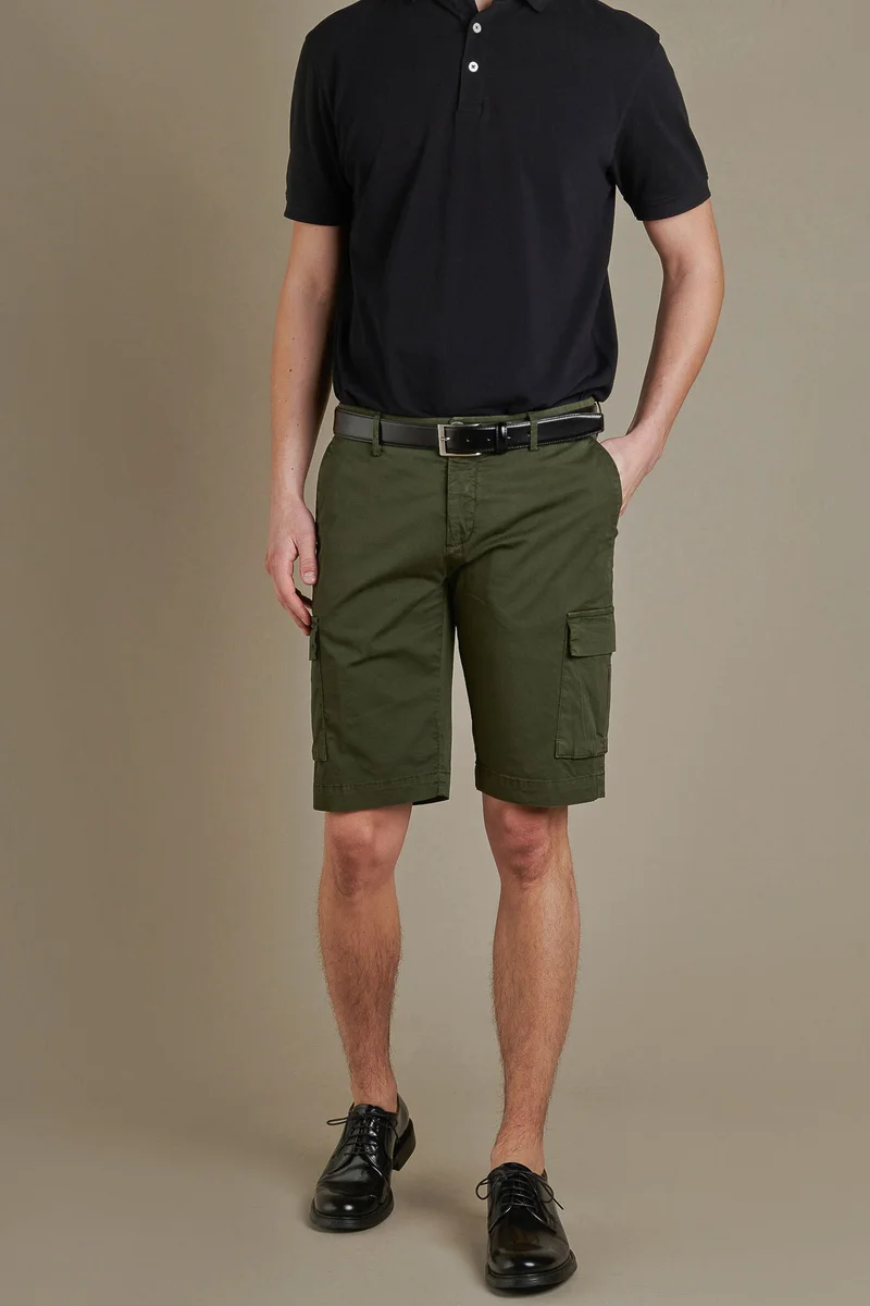 Doppelganger Green Cargo bermuda twill cotton fabbric - Military for Men | Best Price UAE
