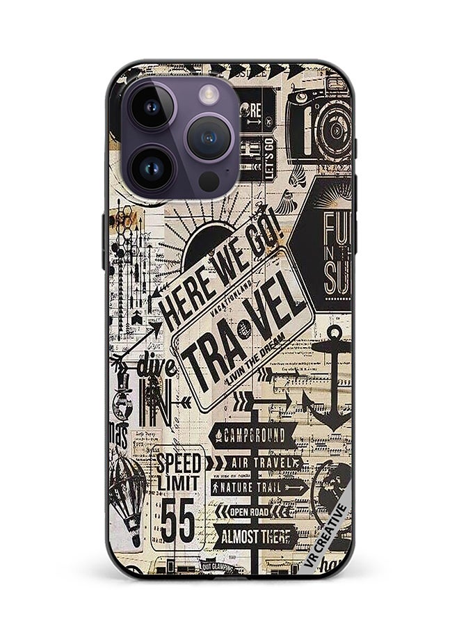 VR CREATIVE Protective Case Cover For Apple iPhone 16 Pro Max Here We Go Travel Design Multicolour
