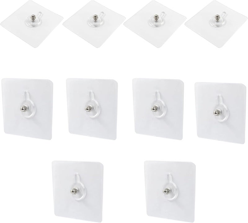 Hitefu 10pcs Self-Adhesive Hooks Without Nails, Heavy Duty Wall Hooks for Hanging, Screw Free Sticker for Wall Mount, Waterproof Picture Hanging Hooks for Kitchen, Bathroom, Home, Office (8mm) - Image 2