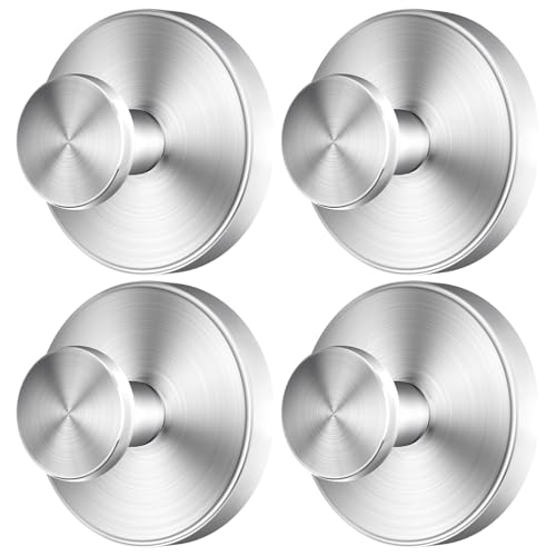 SOCORIA 2026 Upgraded DrillFree Suction Cup Hooks Stainless Steel Suction Cup Hooks for Shower Mirror Wall Bathroom Glass Hanging Towels 4 Pack Brushed Silver - Image 1