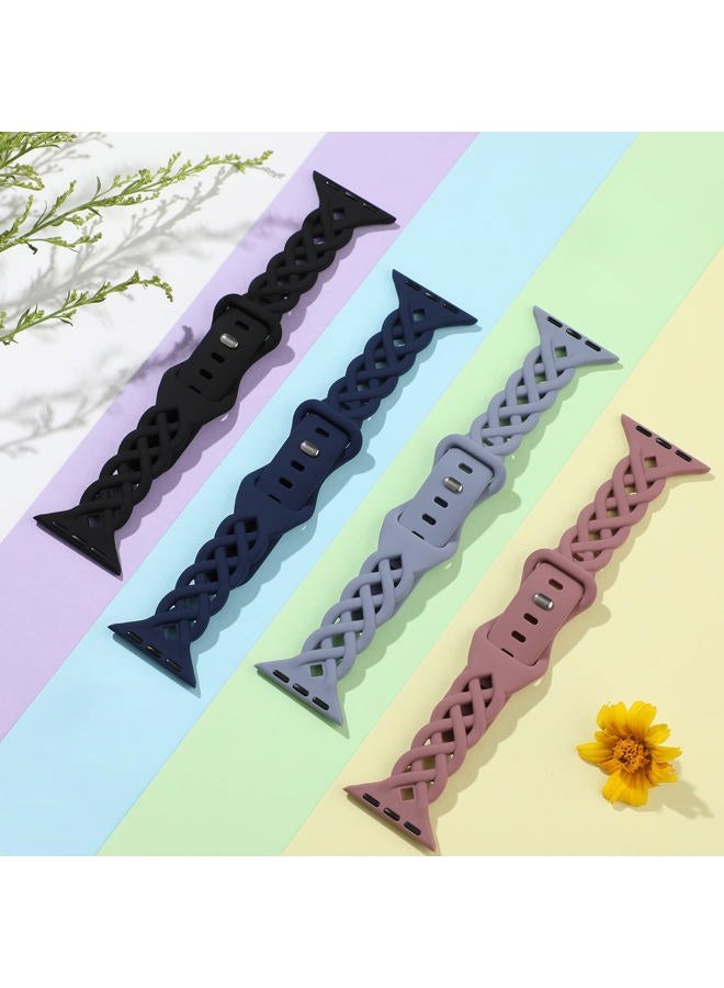 iWabcertoo Slim Silicone Bands Compatible with Apple Watch Band 40mm 38mm 41mm 44mm 45mm 46mm 49mm 42mm Women Floral Breathable Braided Lace Thin Sport Strap Replacement Wristbands for iWatch SE Series 10 9 8 7 - Image 4