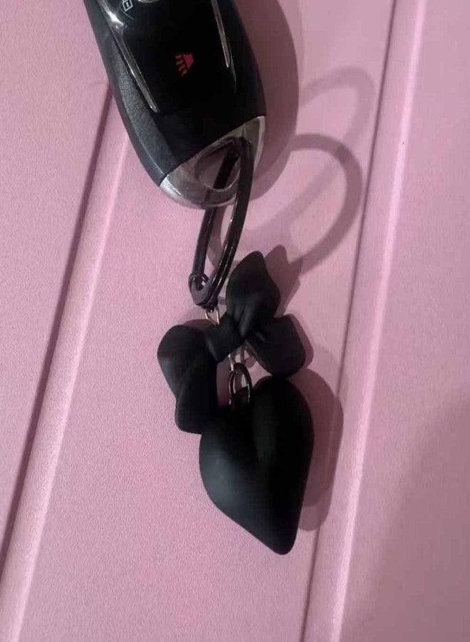 Lemua Heart Keychain Black Bow Key Chain Cute Bag Charm Purse Charm for Women Girls - Image 2