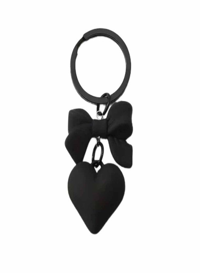 Lemua Heart Keychain Black Bow Key Chain Cute Bag Charm Purse Charm for Women Girls - Image 1