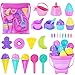 TSDATOWR Ice Cream Beach Toys Sand Toys Set for Kids Collapsible Sand Bucket and Shovels Set with Mesh Bag Sand Molds Watering Can Sandbox Toys for Kids and Toddlers Travel Sand Toys for Beach - Image 3