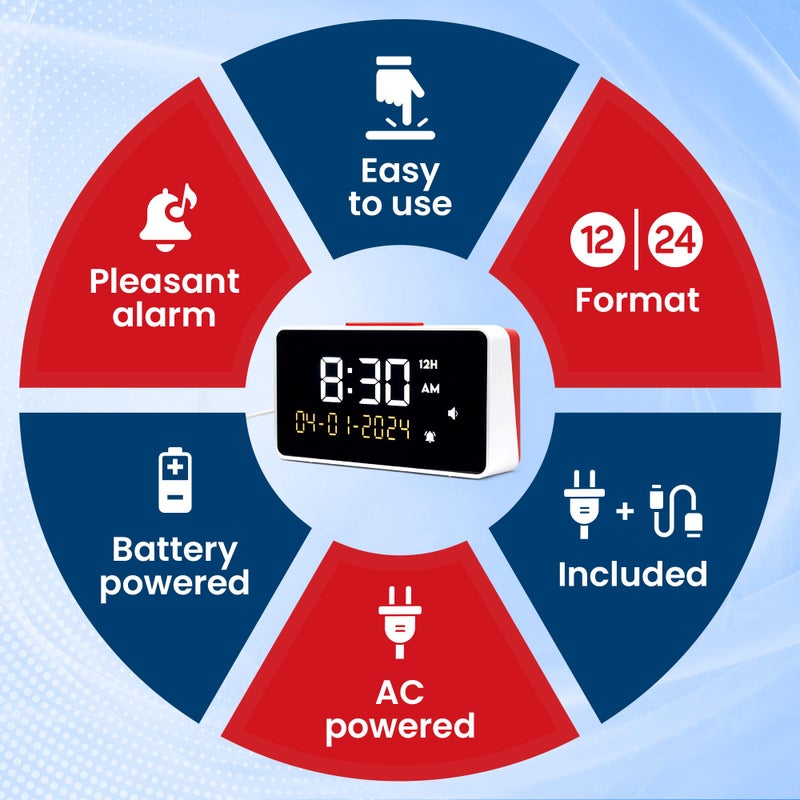 TopLife ساعة ناطقة - وقت وتاريخ عالي الصوت - لكبار السن، مرضى الخرف، ضعاف السمع أو البصر - سهلة الاستخدام - صوت ذكر واضح ومحايد - Image 5