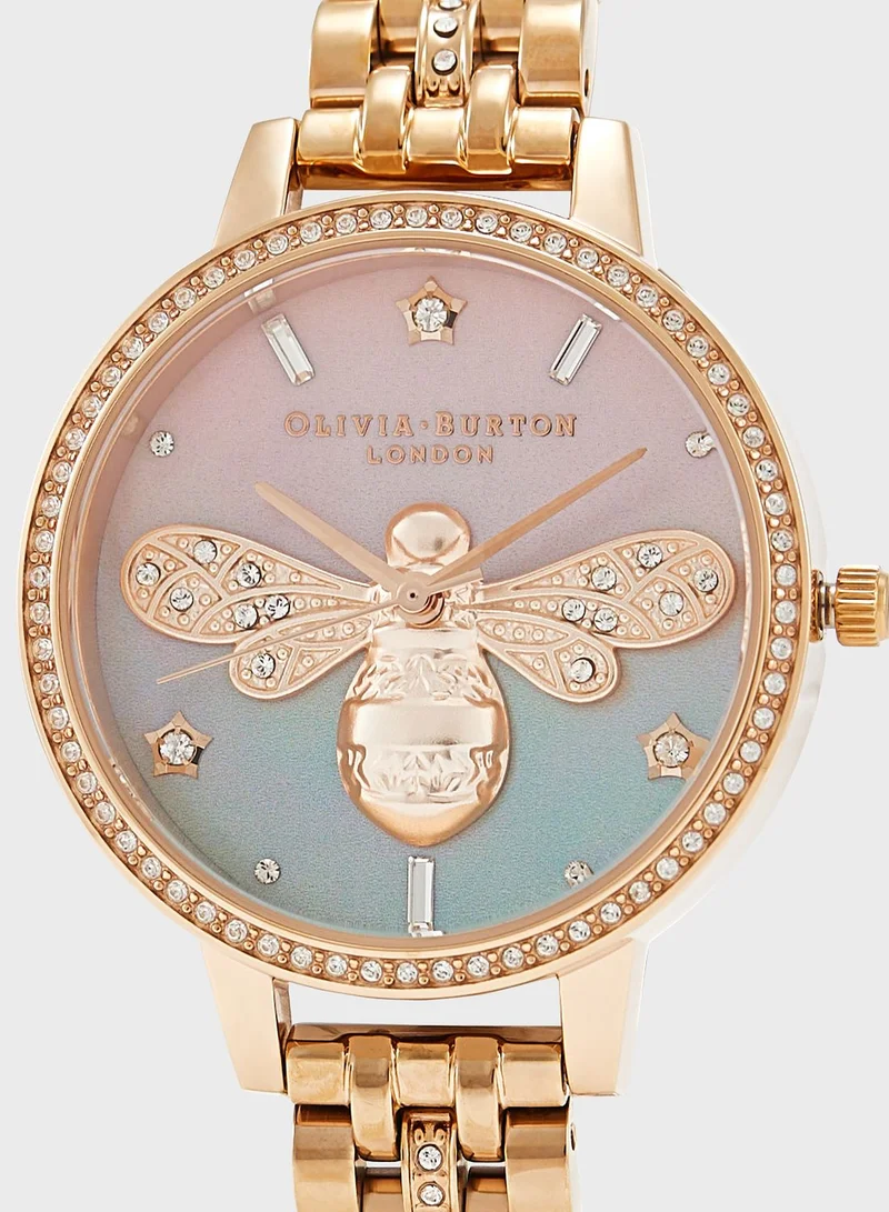 OLIVIA BURTON Pink & Sage Mop & Stone & Bee Analog Watch