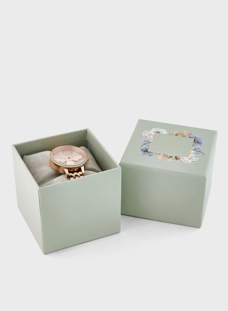 OLIVIA BURTON Pink & Sage Mop & Stone & Bee Analog Watch