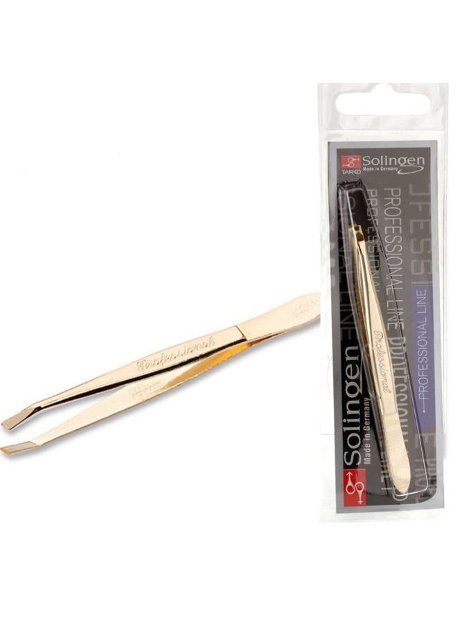 solingen Stainless Steel Professional Slanted Tip Tweezers | Best Shaped for Eyebrows Extensions Chin Cheek Face Facial Hair | Made in Germany - Image 1