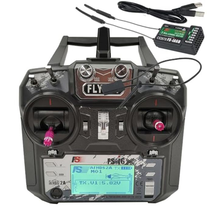 Alaohu FS-i6X RC Transmitter and Receiver FS-iA6B iBus 10 Channel or PWM 6CH 2.4GHz Fly AFHDS2A Sky Radio Control System for FPV Drone Multirotor, Fixed-Wing, RC Car, RC Boat (Mode-2) - Image 1