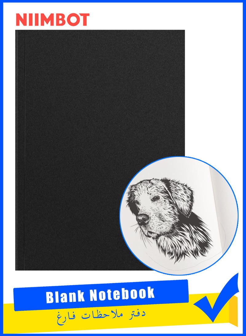 NIIMBOT Sketchbook, Blank Notebook, Blank Note Book Soft Cover, Sketch book, 256 Pages / 128 Sheets, 24.8*17.5cm (Black) - Image 1