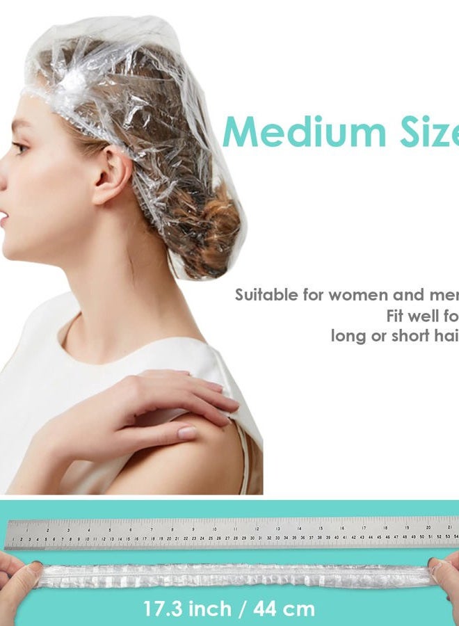 Auban Disposable Shower Cap, 100 PCS Hair Cap Thickening Clear Plastic Waterproof Bath Caps for Hair Treatment, Spa Salon Hotel and Home Use, Portable Travel(17.3) - Image 2