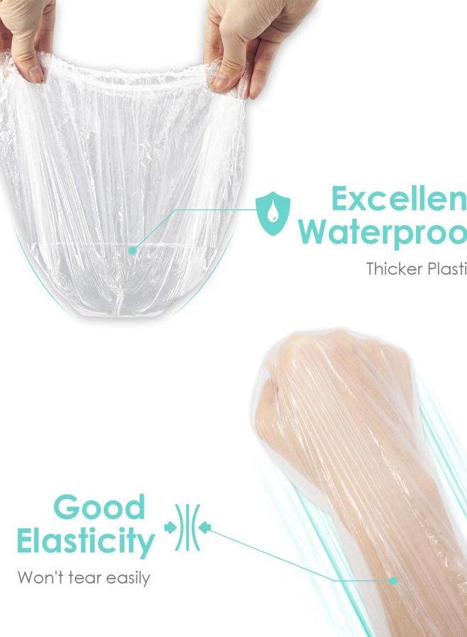 Auban Disposable Shower Cap, 100 PCS Hair Cap Thickening Clear Plastic Waterproof Bath Caps for Hair Treatment, Spa Salon Hotel and Home Use, Portable Travel(17.3) - Image 3