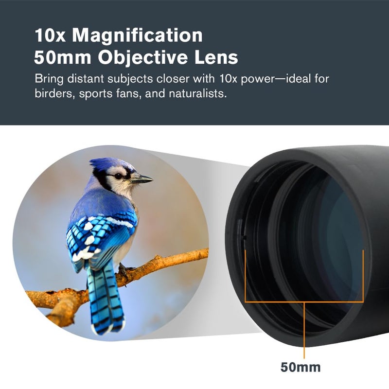 Celestron â€“ Outland X 10x50 Binoculars â€“ Waterproof & Fogproof â€“ Binoculars for Adults â€“ Multi-Coated Optics and BaK-4 Prisms â€“ Protective Rubber Armoring, Black - Image 3
