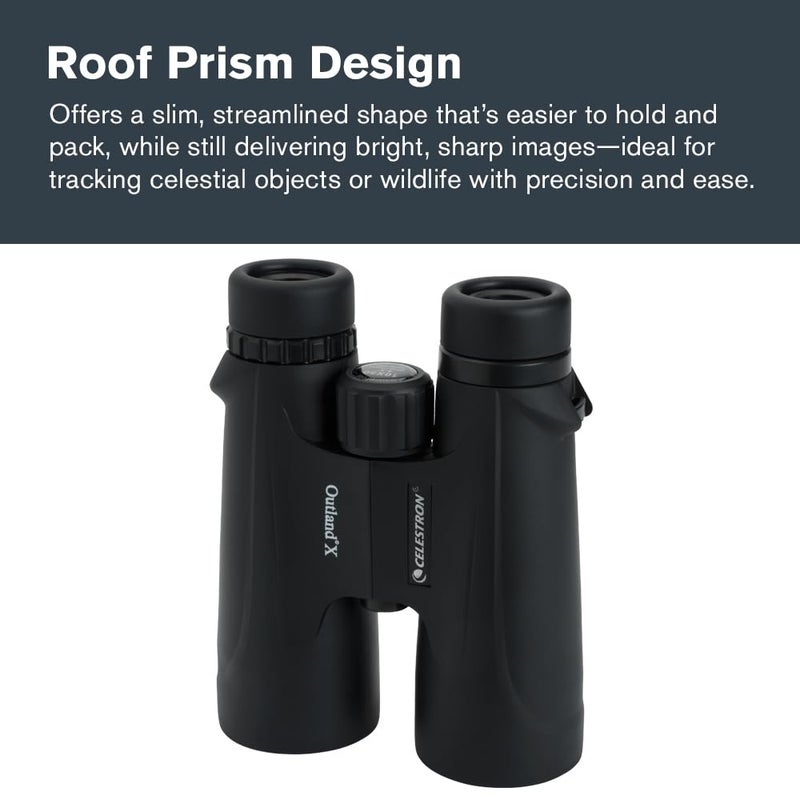 Celestron â€“ Outland X 10x50 Binoculars â€“ Waterproof & Fogproof â€“ Binoculars for Adults â€“ Multi-Coated Optics and BaK-4 Prisms â€“ Protective Rubber Armoring, Black - Image 5